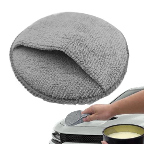 Wax Applicator Pad | Polish Applicator Pad,with Pocket 5-inch Fine Fiber Polishing Sponge for Leather Metal Interior Exterior Garage RV Motorcycle Wheel Cleaning - color: grey