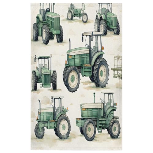 Tractor Truck Kitchen Towels Set of 2 Absorbent Drying Dish Towels Tea Towels Bar Towels Decoration Hand Towels for Home Bathroom Restaurants Cleaning - color: Green
