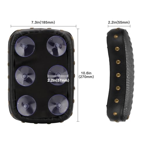 Motorcycle Rectangular Passenger Pad Seat Rear Leather Pillion Cushion 6 Suction Cup Compatible with Harley Dyna Sportster XL 883 1200 Chopper Custom (Black Crocodile Rivet) - style: 6 Suction Cup-Black Crocodile Rivet