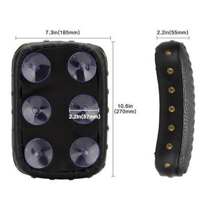 Motorcycle Rectangular Passenger Pad Seat Rear Leather Pillion Cushion 6 Suction Cup Compatible with Harley Dyna Sportster XL 883 1200 Chopper Custom (Black Crocodile Rivet) - style: 6 Suction Cup-Black Crocodile Rivet