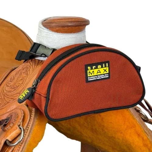 TrailMax Pommel Pocket – Compact Saddle Horn Storage Pouch for Trail Riding – Secure Front Saddle Bag for Phone, Snacks & Small Gear – Durable All-Weather Construction – Easy Access - color: Rust with Black Piping