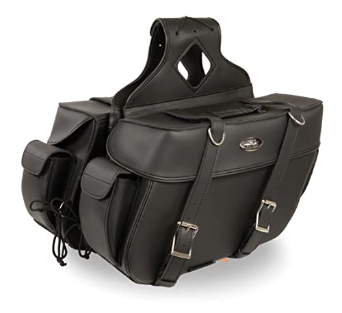 Milwaukee Leather Black Large Zip-Off PVC Throw Over Riveted or Plain Large Motorcycle Saddle Bag (SH57401ZB) - style: Sh57401zb