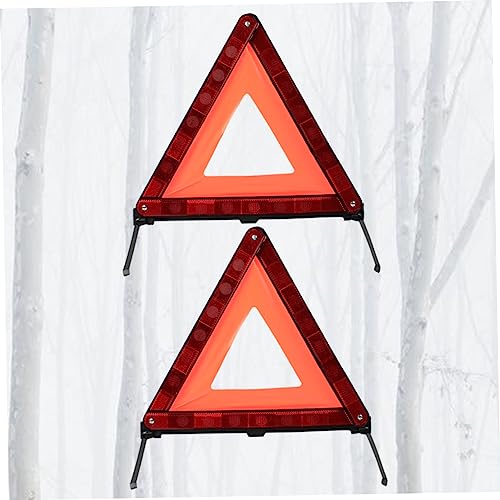 Ipetboom 2Pcs Warning Triangle Kit Reflective Emergency Sign for Roadside Safety Collapsible Design for Easy Storage for Vehicles and Motorcycles