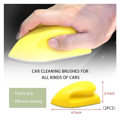 Ziciner 2PCS Nanometer Scratch-Free Car Interior Cleaning Brushes, Leather Car Seat Brusher with Easy Handle, for Vehicle Dashboand, Furniture Couch Boots Sofa, Leather Fabric