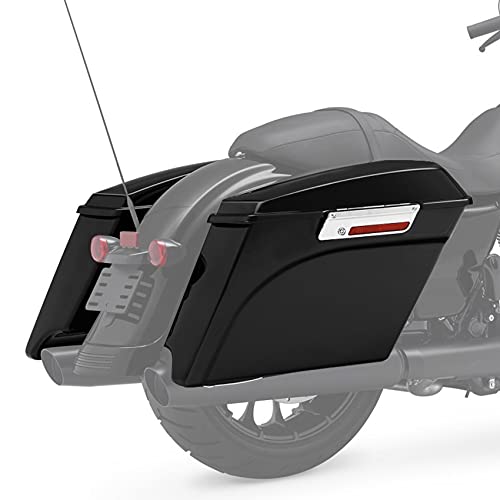 SLMOTO Motorcycles Saddlebags 5" Stretched Saddlebags Fit For Harley 1993-2013 Touring Road King FLHR Electra Street Glide Classic FLHTC FLHTP FLT FLHT FLHTCU FLHRC Vivid Black - color: Vivid Black(Chrome Latches)