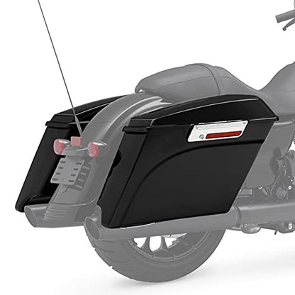 SLMOTO Motorcycles Saddlebags 5" Stretched Saddlebags Fit For Harley 1993-2013 Touring Road King FLHR Electra Street Glide Classic FLHTC FLHTP FLT FLHT FLHTCU FLHRC Vivid Black - color: Vivid Black(Chrome Latches)