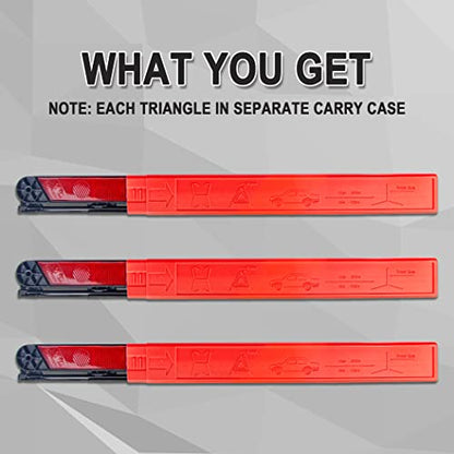 CARTMAN Foldable Warning Triangle Emergency Warning Triangle Reflector Safety Triangle Kit, Pack of 3, with Storage Case - size: Four Leg Base