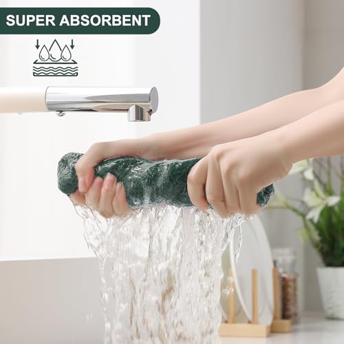 Homaxy 100% Cotton Kitchen Towels and Dishcloths Set, 12 x 12 Inches and 13 x 28 Inches, Set of 10 Bulk Kitchen Towels Set, Ultra Soft Absorbent Dish Cloths for Washing Dishes, Blackish Green - color: Blackish Green, style: 10-Piece Set