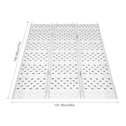 Aluminum Folding ATV Ramp 1500 LBS Capacity, 54" x 77" Heavy Duty Loading Ramp with Load Straps, Extra Wide Motorcycle Ramp for Pickup Trucks, Trailers, ATVs, UTVs, Dirt Bikes, Lawn Mowers