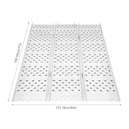 Aluminum Trailer Ramps, 1500LBs Heavy Duty Folding Motorcycle Ramp, Portable Loading Ramp w/Safety Straps, Car Trailer Ramps for ATV/UTV/Motorcycle/Lawn Mower, Silver