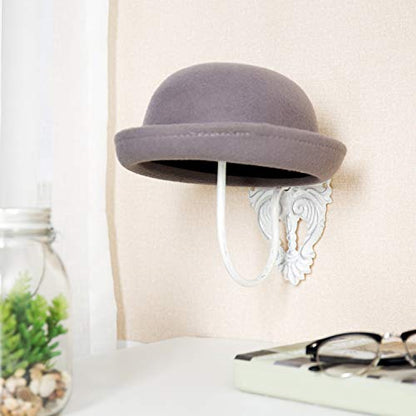 MyGift 2 Pcs Hat Display Wall Mount, Hat Holder, Cowboy Hat Rack for Wall, Baseball Cap Wig Helmet Organizer, White Metal - color: White