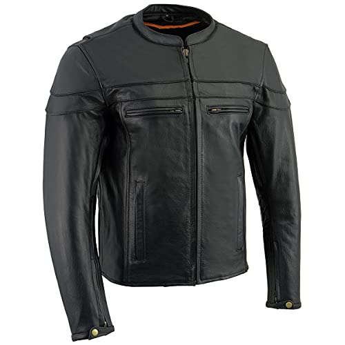 Milwaukee Men's Premium Leather Vented Scooter Jacket - size: Small