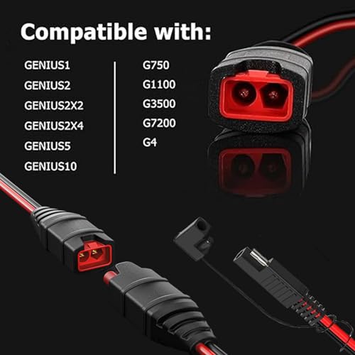 SAE Extension Cable Compatible with NOCO Genius Smart Battery Charger, 12-inch-14 AWG, SAE Connector Cable with Power Disconnect Switch Suitable for Motorcycles/ATVs/UTVs/Cars