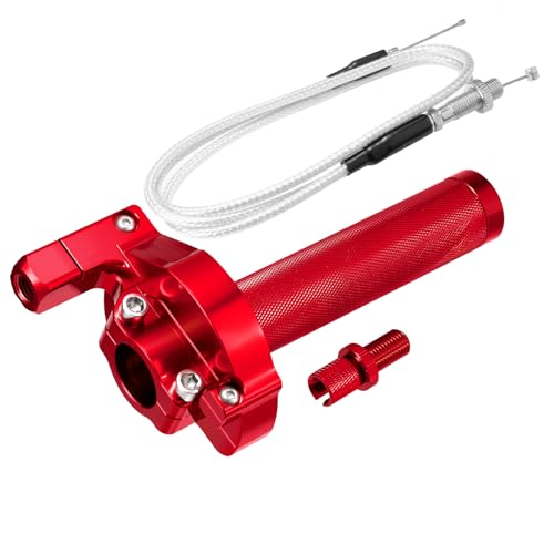 Throttle Grip Throttle Cable Motorcycle 22mm Universal CNC Aluminum Accelerator Throttle Twist Grips Handlebars for KLX CR CRF EXC XR TTR CB SSR ATV Dirt Bike Pit Bike - color: Style-B-Red