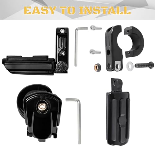1 1/4" Highway Footpegs Engine Guard Footrest Clamp Mount Compatible with Harley Touring Softail Dyna Sportster Honda Kawasaki Suzuki Yamaha 1.25"(32mm，Black) - color: Black P3, size: 1 1/4 inch