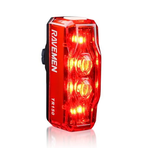 RAVEMEN TR150/TR250 Bike Tail Light, 280° Visible Bike Rear Light with Brake Detection and Auto On Off Feature, 3 Mounting Options - style: Tr150