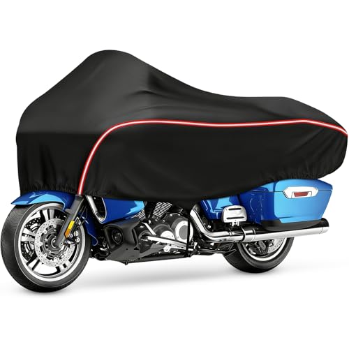 Motorcycle Half Cover Waterproof Windproof Outdoor Dustproof for Touring Models Road King Street Glide Road Glide and More, with Reflective Strip, Black - size: Upgraded Half Cover