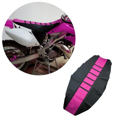 Universal Motorcycle Seat Cover Non-Slip Suitable Rubber Striped Seat Covers Soft for CRF150F CRF230F CRF250F CRF 150F 230F 450F 450R 250R Dirt Pit Bike Motocross Motorbike Off Road (Pink) - color: Pink