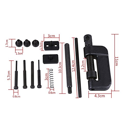 Dioche 13-Piece Motorcycle Chain Tool Set, Professional Chain Breaker Rivet Tool with Pin Guides for 420 520 530 630 Drive Chains, Motorcycle Chain Cutter Splitter Kit for Repair & Maintenance