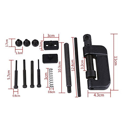 Dioche 13-Piece Motorcycle Chain Tool Set, Professional Chain Breaker Rivet Tool with Pin Guides for 420 520 530 630 Drive Chains, Motorcycle Chain Cutter Splitter Kit for Repair & Maintenance