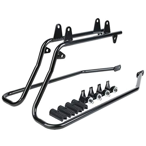 SLMOTO Saddle Bags, 5" White Stretched Hard Bag Saddlebags Conversion Bracket Mounts Fits for Harley Softail 84-17 Deluxe FLSTN Fatboy FLSTF Fatboy Lo S FLSTFBS - color: White Saddlebag + Black Bracket