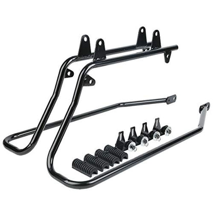 SLMOTO Hard Saddle Bags, 5" Stretched Saddlebags Saddle Bag w/Black Softail Conversion Brackets Fit For Harley Fatboy FLSTF Softail Deluxe FLSTN Black - color: Matte Black+ Black Conversion Brackets