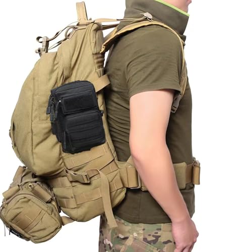 Tactical Molle Utility Pouch, Compact EDC Tool Pouch Bag Tactical Phone Pouches Medical EDC IFAK Pack Mini Waist Pouches - color: Black