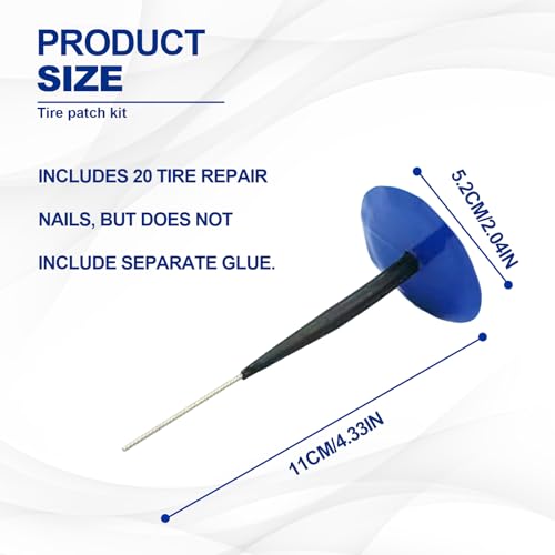20PCS Tire Repair Patch Kit, Mushroom Tire Plug Patch, Rubber Puncture Repair Plug 3/8" x 2 3/8" for Car Motorcycle Truck Bus Scooters