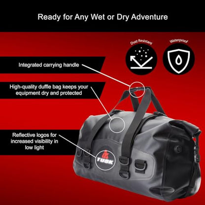 Tusk Dry Duffel Bag Medium 33L – Top Load Waterproof Gear Bag with Roll-Top Closure, Black/Grey