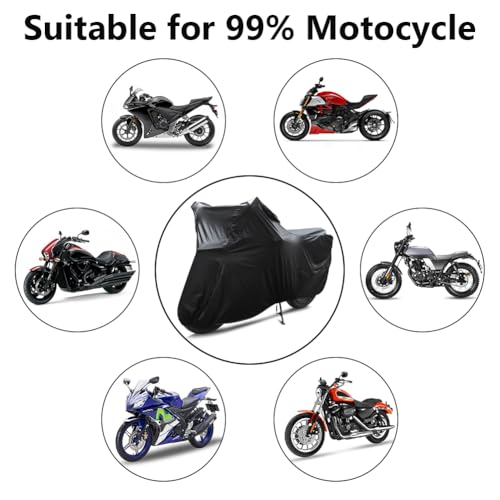 Motorcycle Cover Soft Stretch Waterproof Motor Cover Dustproof Durable Motorbike Cover for Indoor and Outdoor, 116 inches - size: 116 x 55 x 43 inches