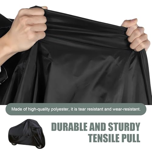 1 PC Motorcycle Cover, 190T Polyester Motorbike Cover, Waterproof Motorcycle Protector with Storage Bag, Universal for Most Motorbikes Vehicle (Black)