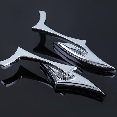 Chrome 8mm/10mm Motorcycle Blade Steady CNC Aluminum Rearview Side Mirrors Compatible with Cruiser Chopper Street Bike Scooter Dirt Bike - color: Chrome