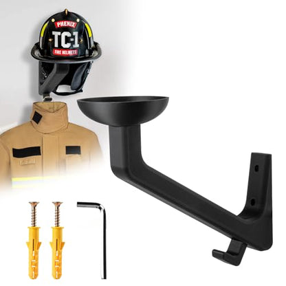 Helmet Holder, Firefighter Helmet Holder Wall Mount, Helmet Hanger for Football Helmet, Hats, Coats, Sportswear, Motorcycle Accessories for Men, Easy Installation