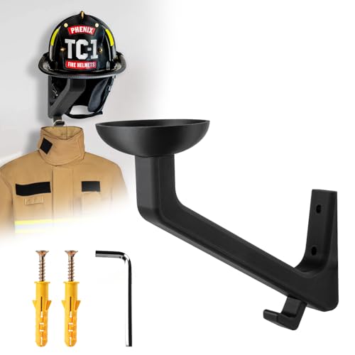 Helmet Holder, Firefighter Helmet Holder Wall Mount, Helmet Hanger for Football Helmet, Hats, Coats, Sportswear, Motorcycle Accessories for Men, Easy Installation