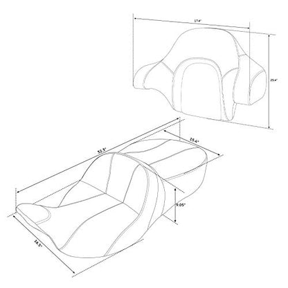 CC RIDER Motorcycle Hammock Seat and King Tour Trunk Backrest Fit For Harley Touring 2014-2023 Street Glide FLHX Road Glide FLTRX Road King FLHR Electra Glide FLHT and Trike models - color: 16# Black Seat+ Tour Trunk Backrest