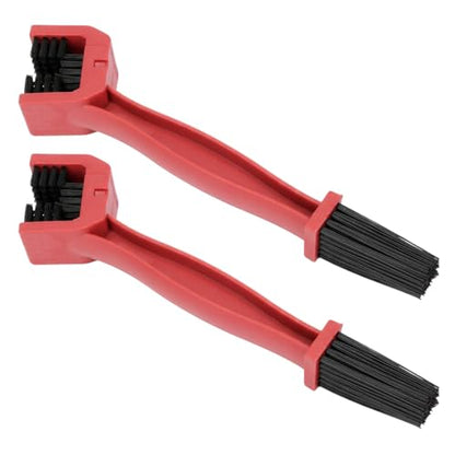 2 PCS Bike or Motorcycle Chain Washer - Plastic Steel, 3-Sided Brush, Large, Square (Red) - color: Red