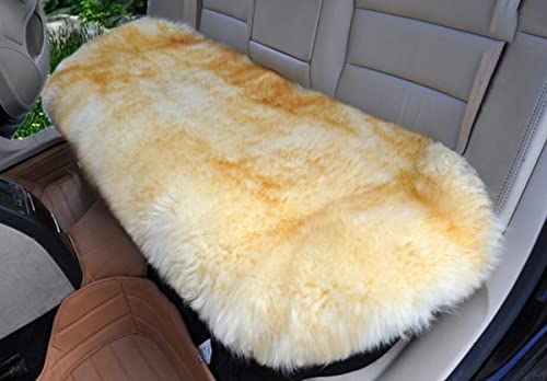 Winter Warmth: Universal Sheepskin Seat Cushion Cover - Natural Wool, for Cars, Trucks, SUVs & Vans - Cozy & Stylish Driving Companion Rear Brown Tips - color: Brown Tips (Patchwork Style), size: Rear Seat (18inch*53.5inch)