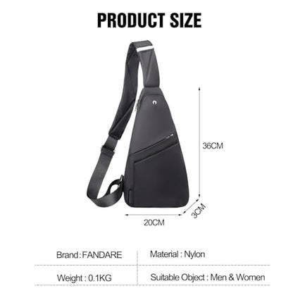 FANDARE Lightweight Sling Bag Men Chest Pack with Reflective Strips Women Versatile Motorcycle Crossbody Bags Cover Shoulder Carry Body Wallet for Hiking Running Outdoor Travel Daypacks Black - color: Black