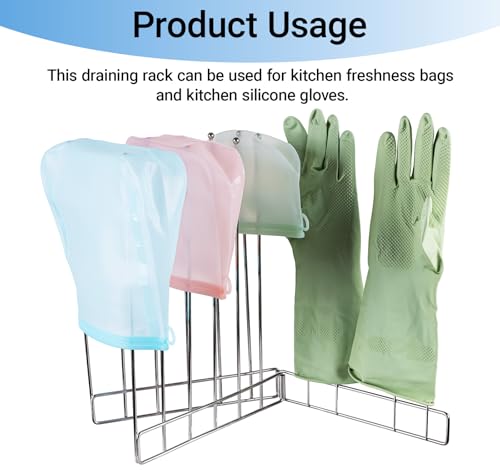 Kitchen Glove Holder, Bottle Drying Rack, Stainless Steel Dish Glove Holder,Baby Bottle Dryer Rack,Plastic Bag Drying Rack,Dishwasher Glove Drying Rack