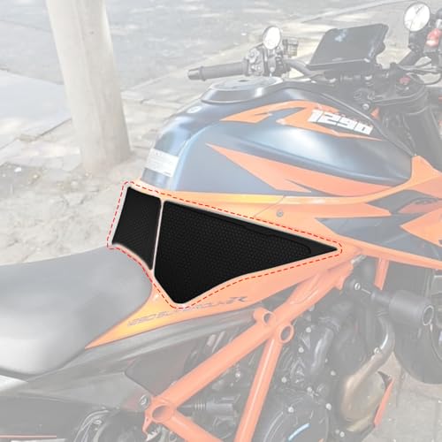 for 1290 Super Duke R, 1290 Super Duke RR Motorcycle Fuel Tank Traction Pad Side Gas Knee Grip Protective Sticker Protector (for KTM Vehicle) (2020 Onwards) (Black) - color: Black