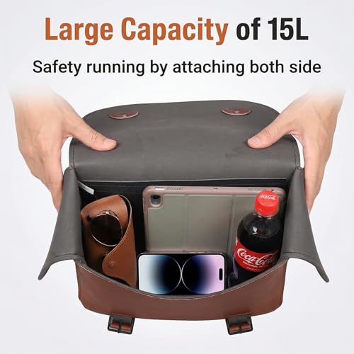 Japard Leather Motorcycle Saddlebags, Retro Bicycle Rack Bag, 2 Pcs Pannier Rear Rack Bike Bags, Biker Side Bags, Brown