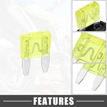 20A Mini Blade Stye Fuse 12 AWG Fuse Holder Waterproof 12 Gauge Fuse Holder Blade Style Inline Fuse Holder Metal Black