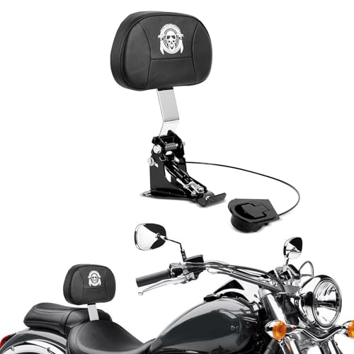 INNOGLOW Motorcycle Backrest - Adjustable Detachable Driver Rider Backrest Chrome Back Rest Pad Fit for Harley Davidson Touring Street Glide Electra Glide Road Glide Road King CVO 2009-2020 - color: Style-2/Chrome Arm(with skull printed)