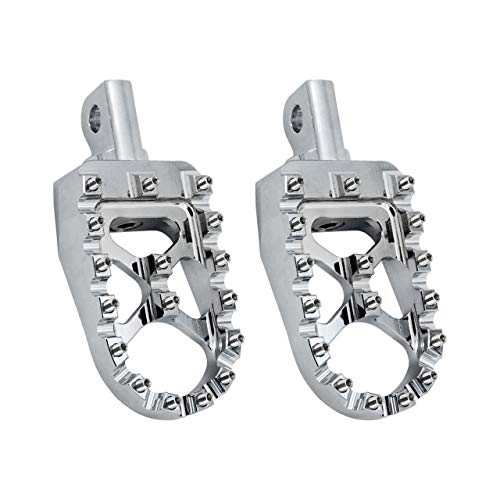 Motorcycle CNC Wide Foot Pegs 360° Roating MX Chopper Bobber Style Fit for harley Dyna Softail Fatboy Sportster Iron 883 1200 Chrome - color: Chrome with Circular Spikes