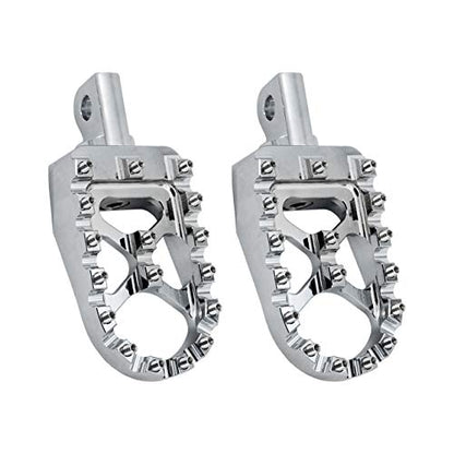 Motorcycle CNC Wide Foot Pegs 360° Roating MX Chopper Bobber Style Fit for harley Dyna Softail Fatboy Sportster Iron 883 1200 Chrome - color: Chrome with Circular Spikes