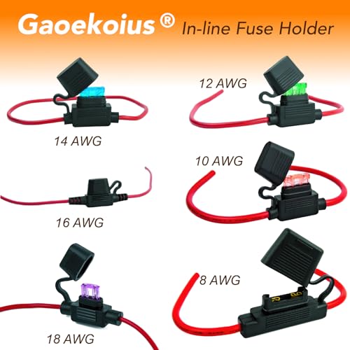 Generic Gaoekoius 18 AWG Waterproof Inline Blade Fuse Holder kits-6pcs 18 Gauge Fuse Holder with 6PCS 3AMP Standard Blade fuses / 12pcs Heat Shrink Butt connectors(6 Sets)