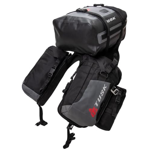 Tusk Excursion Rackless Luggage System w/Small Dry Duffel & Bottle Holders Standard Heat Shield Black/Grey For Honda XR150L 2023