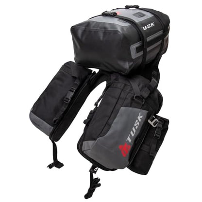 Tusk Excursion Rackless Luggage System w/Small Dry Duffel & Bottle Holders Standard Heat Shield Black/Grey For Honda XR150L 2023