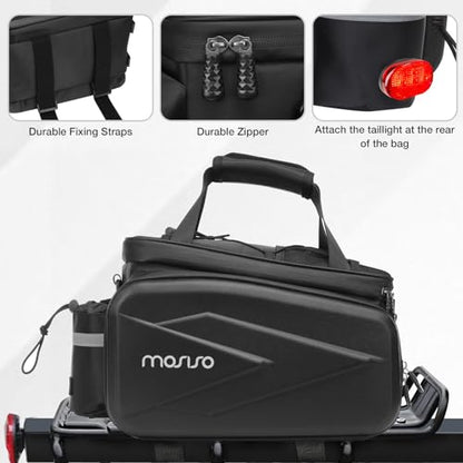 MOSISO Bike Rack Bag Trunk Cooler Handbag, Bicycle Insulated Rear Seat Bag 2 Side EVA Pockets with Side Foldable Panniers, 8L Cycling Backseat Storage Cargo Luggage Pouch with Shoulder Strap, Black