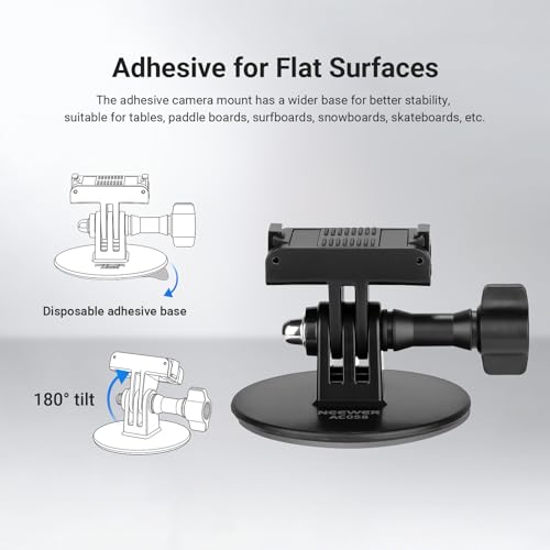 NEEWER Adhesive Base Mount Kit Compatible with DJI Osmo Nano/Osmo 360/Action 6 5 Pro 4 3, Magnetic Quick Release Adapter Stand Bracket Action Camera Accessories for POV Video Recording, AC058 - style: AC058